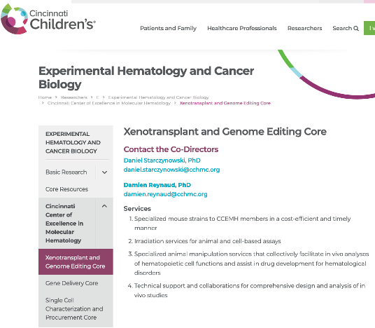 Xenotransplant and Genome Editing Core